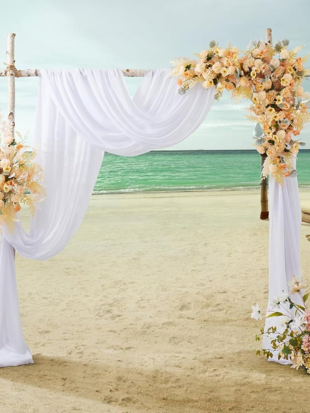White Weeding Arch Draping Fabric, 1 Panel Sheer Backdrop